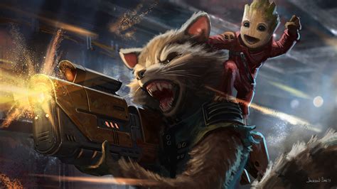 Baby Groot And Rocket Raccoon Artwork, HD Movies, 4k Wallpapers, Images, Backgrounds, Photos and ...