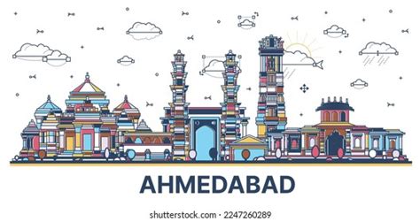 Outline Ahmedabad India City Skyline Colored Stock Vector (Royalty Free) 2247260289 | Shutterstock