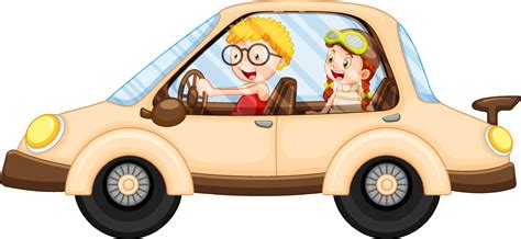 Cartoon kids in a car isolated 7375172 Vector Art at Vecteezy