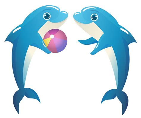 two dolphins playing with a ball - Clipart World