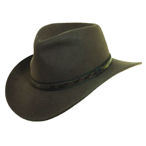 Wool Felt Outback Hat with Faux Leather Trim | Explorer Hats