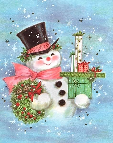 Vintage Snowman Christmas Card .. | Christmas images, Vintage christmas cards, Snowman christmas ...