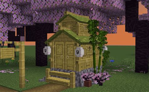 Cozy bamboo house built using block_display entities in vanilla Java 1.20, created in Block ...