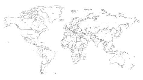 Black And White World Map - 20 Free PDF Printables | Printablee | World ...