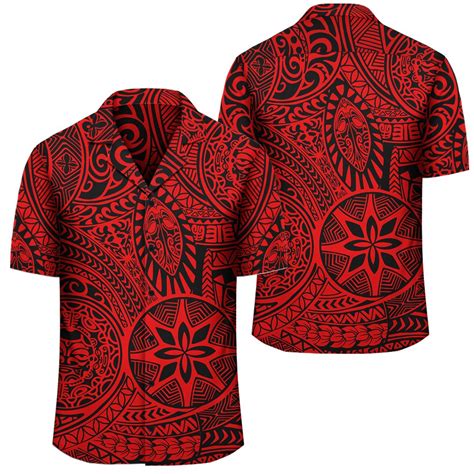 Polynesian Hawaiian Style Tribal Tattoo Red Hawaiian Shirt – Gaicness