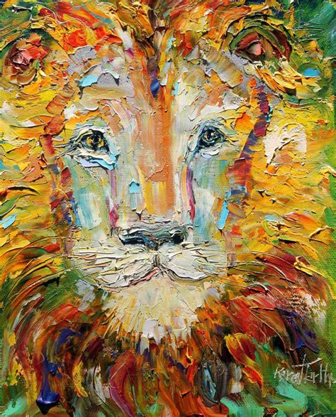 Abstract Lion print on watercolor paper - made from image of past painting by Karen Tarlton ...