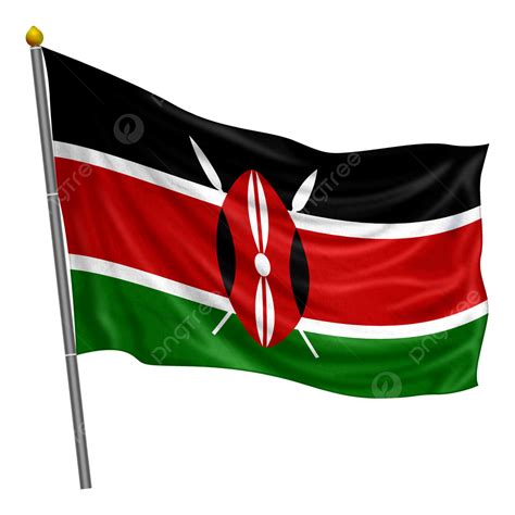 Kenya Flag Fluttering With Cloth Texture, Kenya, Flag, Pole PNG Transparent Clipart Image and ...