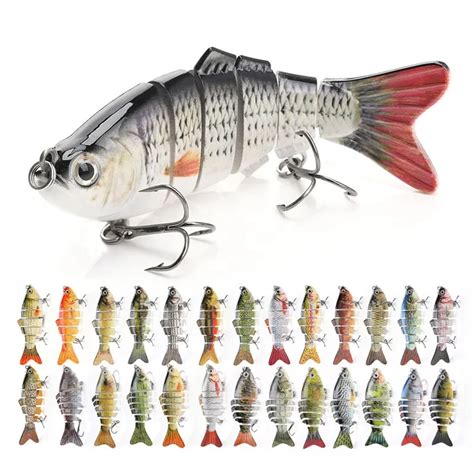 Custom 10cm 17.5g Artificial Bass Fish Lure Swimbait 6 Segmented Multi Jointed Hard Fishing ...