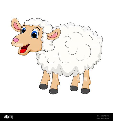 Sheep Cartoon Mascot Character Standing for farm concept. happy vector white lamb isolated on ...