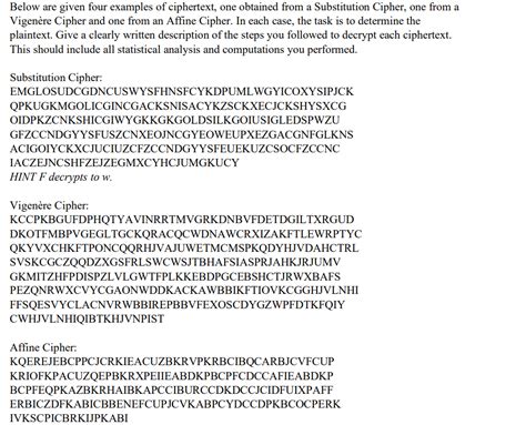 Solved Below are given four examples of ciphertext, one | Chegg.com