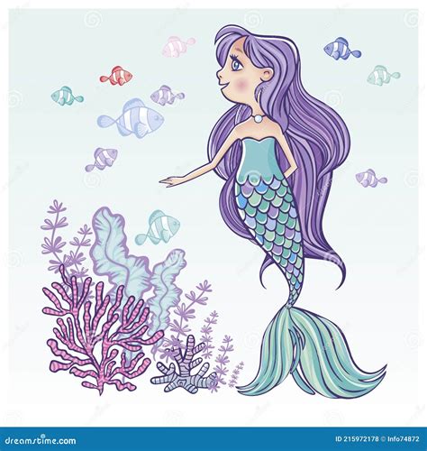 Cute Mermaid for Kids Fashion Artworks Stock Vector - Illustration of kids, pretty: 215972178