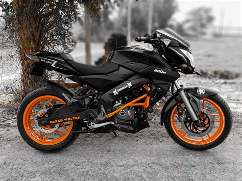 Ns 200 In Orange Wheels, Ns 200, Black And Orange, Bike, Pulsar, Racing, Black, HD Phone ...