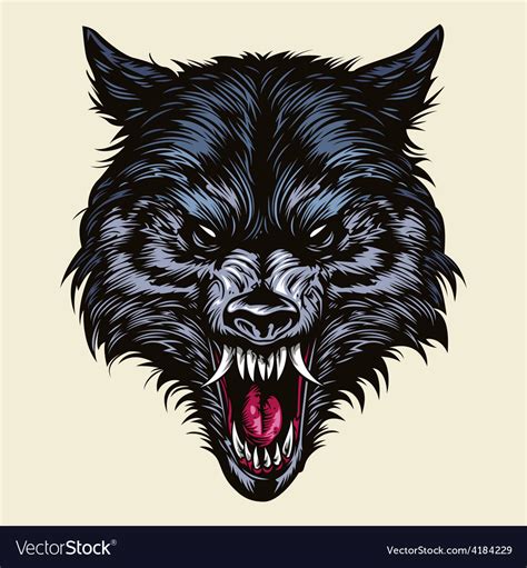 Angry wolf head Royalty Free Vector Image - VectorStock