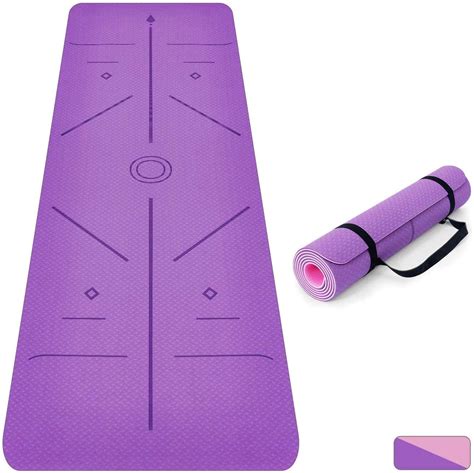 Oudort Non Slip Yoga Mat with Alignment Lines - Desi Shopper