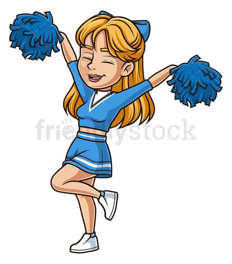 Jolly Cheerleader Cheering Cartoon Clipart Vector - FriendlyStock