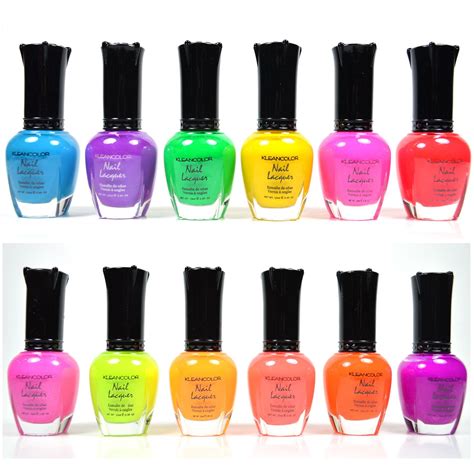 KLEANCOLOR NEON COLORS 12 FULL COLLETION SET NAIL POLISH LACQUER + FREE...