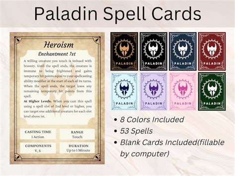 PALADIN BUNDLE Dnd Paladin Pack Paladin Spell Cards Paladin Sacred Oaths Channel Divinity ...