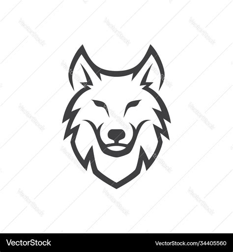 Simple wolf head line art Royalty Free Vector Image