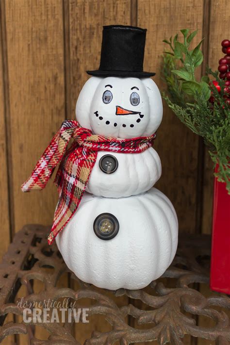 Upcycled Pumpkin Snowman | Domestically Creative