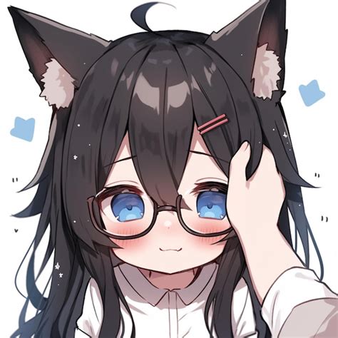 Premium AI Image | anime girl with glasses and cat ears holding her head generative ai