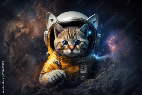 kitten in outer space that are wearing a space suit, an astronaut cat, a space cat, generative ...