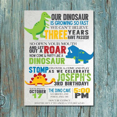 Printable Dinosaur Invitations - Printable Word Searches