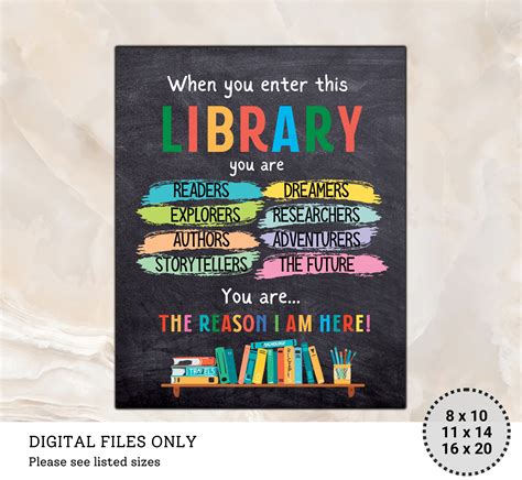 Welcome Library School Sign Classroom Decor Printable School - Etsy