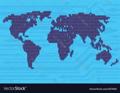 Digital world map Royalty Free Vector Image - VectorStock