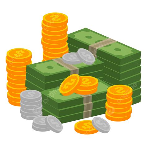 Vector Pile Of Money With Coins Clipart Design, Money Vector, Dollar Vector, Coins PNG and ...