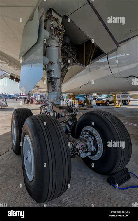 Landing Gear on Airbus A380 at Dubai Air Show 2015 in Dubai, UAE Stock Photo - Alamy