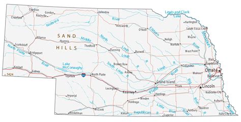 Map of Nebraska - Cities and Roads - GIS Geography