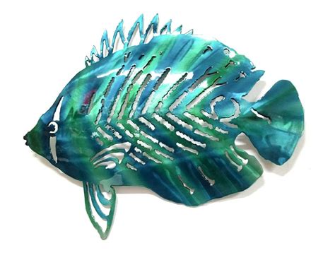 Metal Fish Art Aluminum Angelfish Tropical Fish Decor, Metal Nautical Decor, Ocean Art, Ocean ...