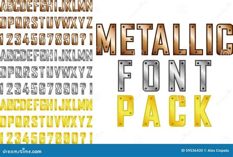 Metallic font stock vector. Illustration of machine, copper - 59536430