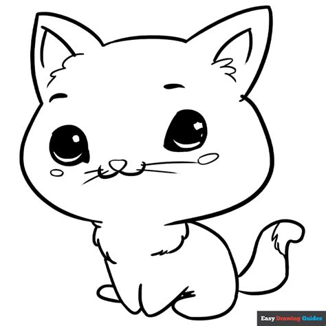 Chibi Cat Coloring Page | Easy Drawing Guides