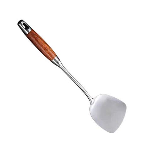 LOVOE Stainless Steel Wok Spatula, Wok Chuan Spatula with Heat Resistant Wooden Handle Wok ...