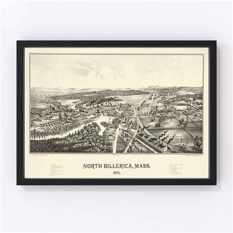 Vintage Map of North Billerica, Massachusetts 1887 by Ted's Vintage Art