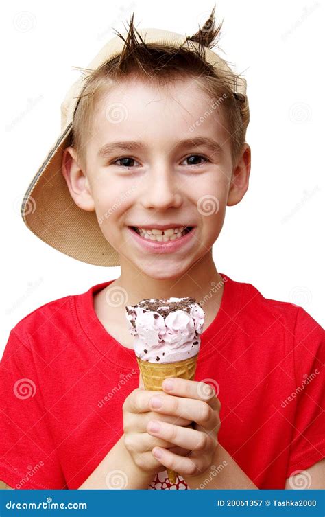 Boy with ice cream stock image. Image of childhood, delicious - 20061357