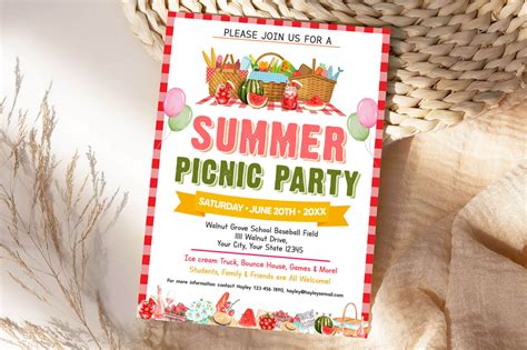 Customizable Summer Picnic Party Invitation Template | Summer Event ...