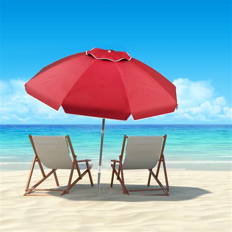 Beach Umbrella with 360 Degree Tilt- Portable Outdoor Sun Shade Canopy ...