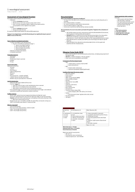 3. neurological assessment - Assessment of neurological function Neurological system composes of ...