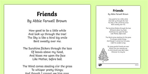 Friends by Abbie Farwell Brown Poem Print Out (Teacher-Made)