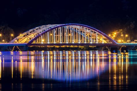 South Korea, Night, Bridge, Seoul, Neon, Lights, Cityscape, Reflection Wallpapers HD / Desktop ...