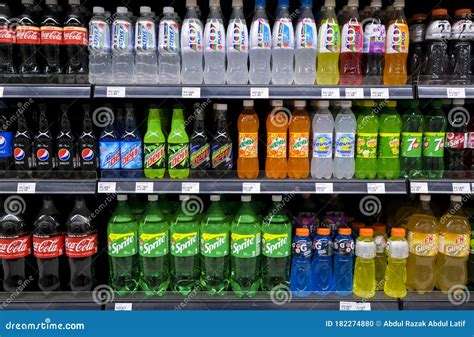 Variety of Energy Drinks, Soda, Soft Drinks Editorial Image - Image of ...