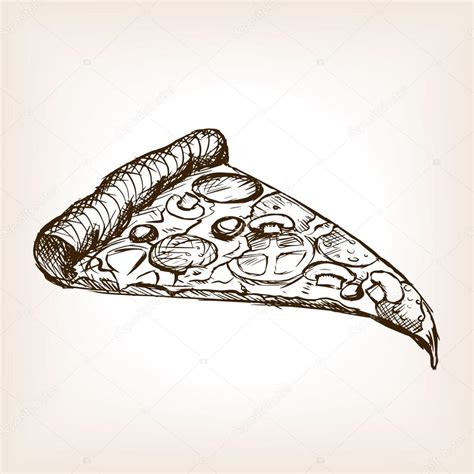 Pizza slice sketch style vector illustration — 스톡 벡터 © AlexanderPokusay ...