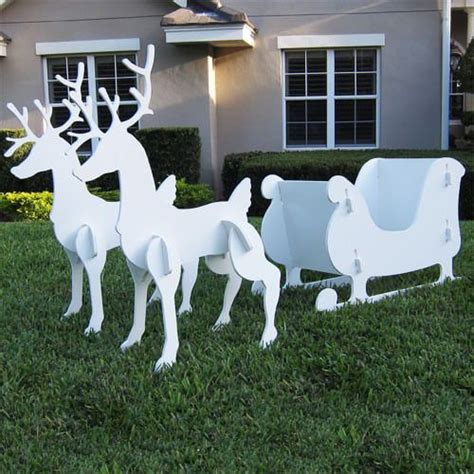 Christmas Sleigh and Reindeer Set - Medium | Christmas yard decorations, Christmas yard art ...