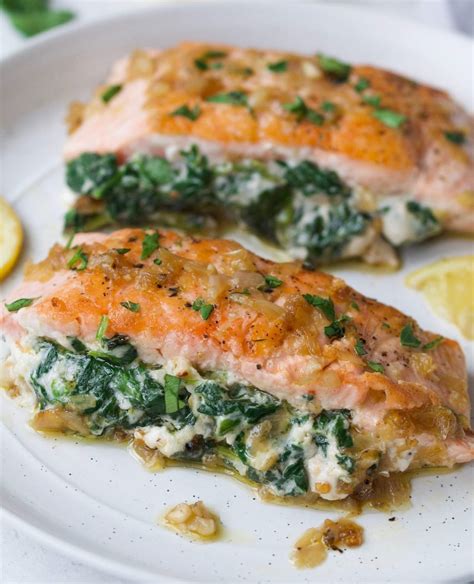 Creamy Spinach Stuffed Salmon (Whole30 - Keto) - Every Last Bite