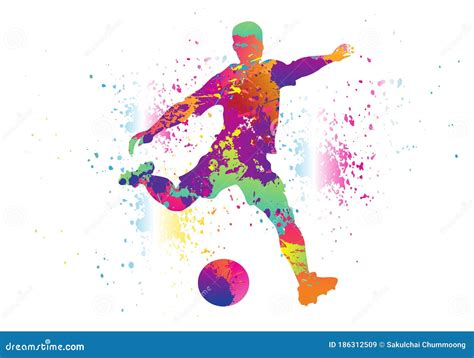 Soccer Logo Design. Football Player Kick the Goal. Colorful Sport Background Stock Vector ...