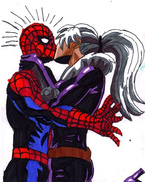 Black Cat Kissing Spidey by ChahlesXavier on DeviantArt