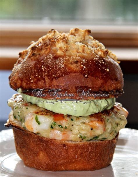 Chunky Shrimp Burgers with Avocado Aioli sauce