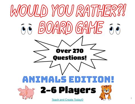 WOULD YOU RATHER Board Game Animals Edition Digital - Etsy